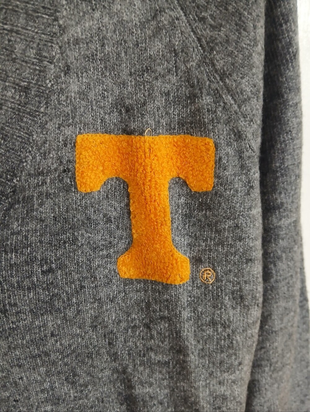 Alma Mater Gray V-Neck Sweater with Orange 'T' Accent Tennessee Vols College - Picture 5 of 9